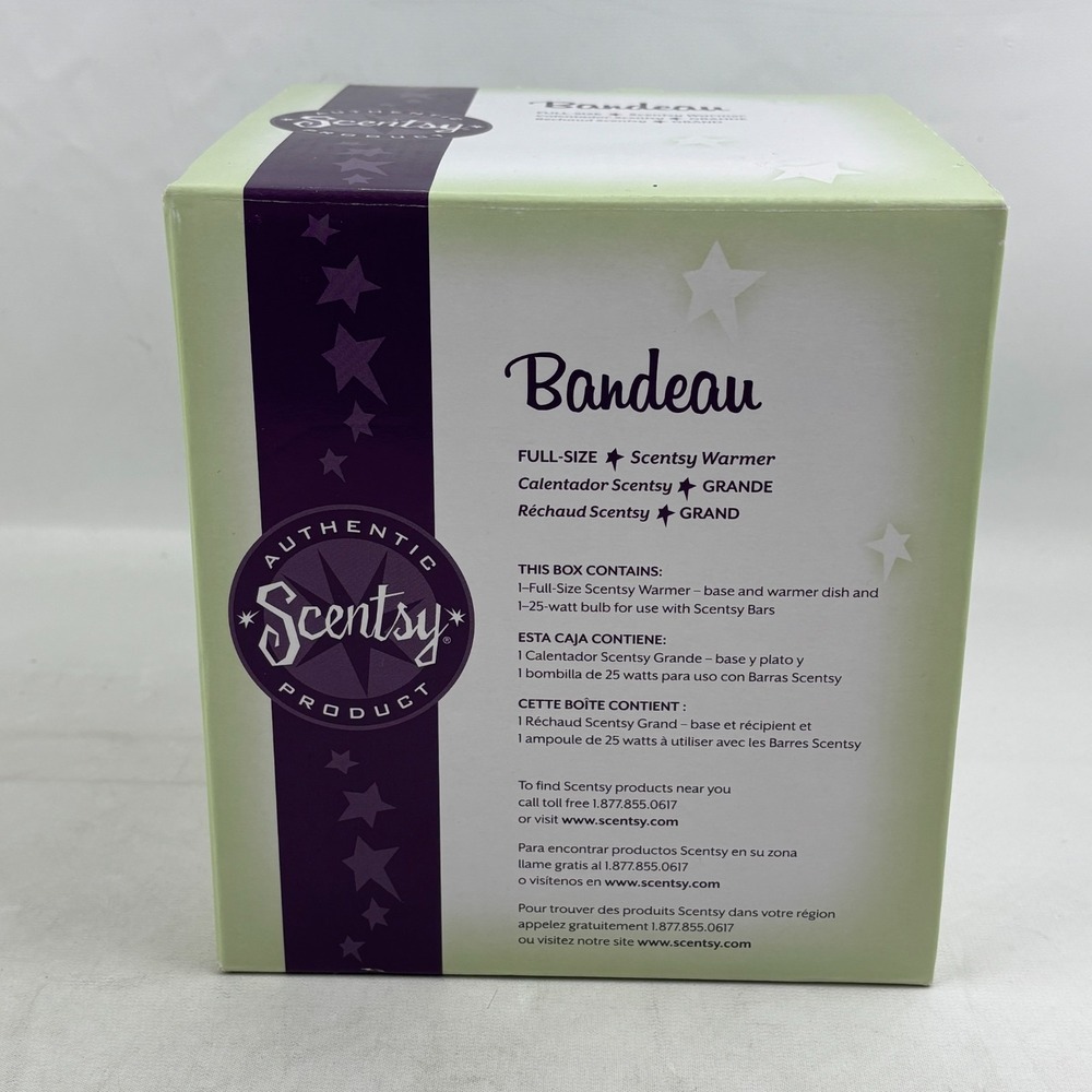 Scentsy Bandeau Full Size Warmer Light Green Retired New Open Box Complete